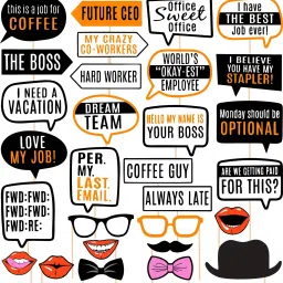 29 pcs Office Party Photo Booth Props,Funny Adult Work Party for Office Birthday Photo Booth Board-image-72