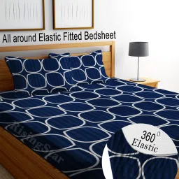 350 TC Cotton King Abstract Fitted (Elastic) Bedsheet-18