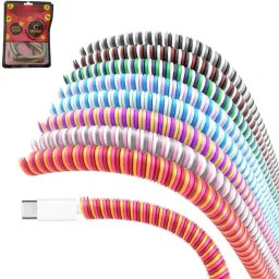 Crysendo Spiral Triple Color (2 Pcs) (0.75 Meters) Android & iPhone Charger Protector Cable Protector-image-7