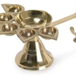Brass Panchmukhi Aarti Diya | Jyoti Diya | Oil Puja Lamp | Puja Diya | Aarti Diya for Pooja | Panchmukhi Brass Table Diya Brass Table Diya-image-39