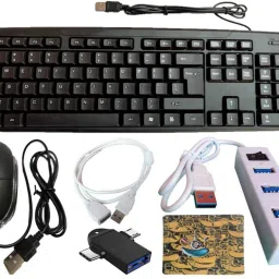 ANJO Wired Keyboard-LED Mouse-Pad-USB Hub 2.0-2in1 OTG Type C&Micro-Ext Cable 1.5m Combo Set-image-11