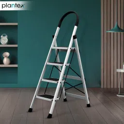 Ladder for Home/Anti-Skid Strong Foldable Wide 4 Step Ladder-(White-Apex) Steel Ladder-28