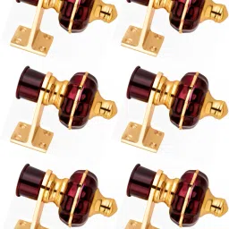 Maroon, Gold Curtain Knobs, Rod Rail Bracket Metal-image-56