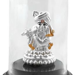 999 Pure Silver Beautiful Colorful Baal Krishna/Kanha/Lado Gopal with Acrylic Decorative Showpiece - 2 cm-image-26