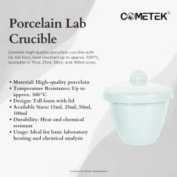 comet Porcelain Crucible with Lid Capacity : 50ml - 2PC Crucible image 2