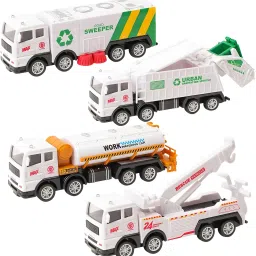 Garbage Truck Set of 4 pc,City Service,Waste Management Truck-picture-41