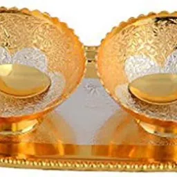 Brass Mixing Bowl Brass Bowl Set with Spoon and Tray-27