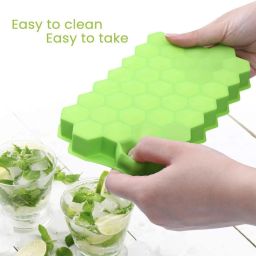 mixify Silicone Ice Cube Tray For Freezer, Flexible Honeycomb Shape Mould Green Silicone Ice Cube Tray image 2