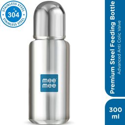 meemee Baby Premium Steel Feeding Bottle with Advanced Anti Colic Valve, for Babies - 300 ml-picture-18