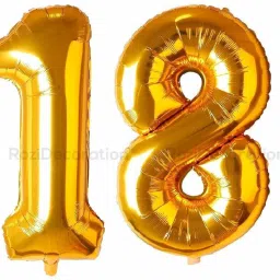 Solid Eighteen Number Foil Toy Balloon 16" Inch - Golden (Golden num 18) Balloon-image-74