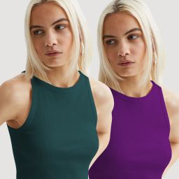 Pack of 2 Casual Sleeveless Solid Women Dark Green, Purple Top-image-34