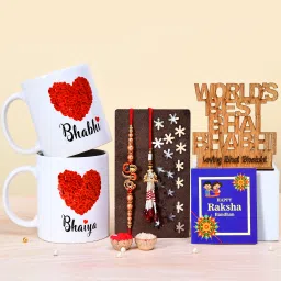 Bhaiya Bhabhi Rakhi for brother and bhabhi -188-Bhaiya-Bhabi-MG-b.bro.rkh-LTKN-MDF-5N Mauli Thread Rakhi, Mug, Lumba, Showpiece, Greeting Card, Chawal Roli PackSet-image-13
