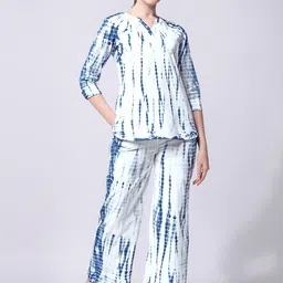 KALINI Tie And Dye Printed Pure Cotton Night Suit-16