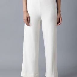 elleven Women White Knitted Palazzos-image-42