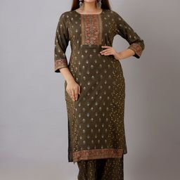 MAUKA Women Green Ethnic Motifs Printed Kurta with Palazzos-picture-22