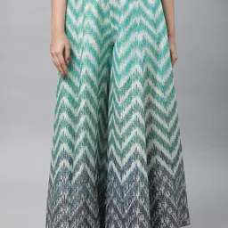 AURELIA Chevron Printed Flared Pure Cotton Ethnic Palazzos-3