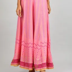 AURELIA Women Pink Flared Ethnic Palazzos-image-94
