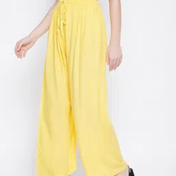 Clora Creation Women Yellow Knitted Palazzos image 3
