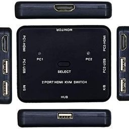 ryzcare HDMI Switch, KVM Switch, 2 Port USB KVM Switch, 2 in 1 Out HD Switch USB Keyboard Mouse Sharing Device for Computer, PC, Laptop, Desktop, Monitor, Printer, Keyboard, Mouse Control. image 2
