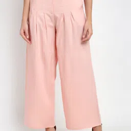BLANC9 Women Peach-Coloured Knitted Palazzos-image-66