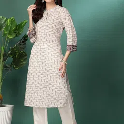 Nayam By Lakshita Geometric Printed Mandarin Collar Regular Straight Kurta & Palazzos-18