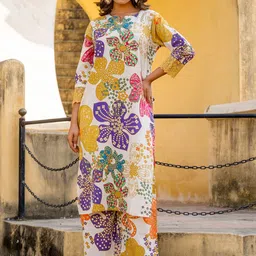KALINI Women Printed Regular Thread Work Pure Cotton Kurta with Palazzos-image-41