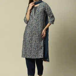 Rangriti Floral Printed Regular Kurta with Palazzos & With Dupatta-picture-5