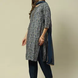 Rangriti Floral Printed Regular Kurta with Palazzos & With Dupatta image 5