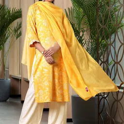 Libas Floral Printed Straight Sequinned Kurta with Palazzos & Dupatta image 4