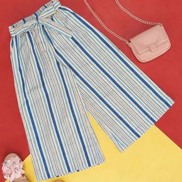 AKKRITI BY PANTALOONS Girls Striped Cotton Flared Palazzos-image-48