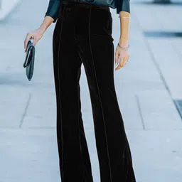 KPOP Women High-Rise Flared Bootcut Trousers-image-3