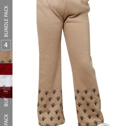 IndiWeaves Girls Pack of 4 Printed Woolen Track Pants-picture-23