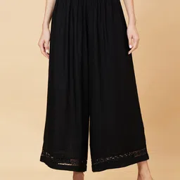 Globus Floral Lace Hem Design Wide Leg Ethnic Palazzos-image-10