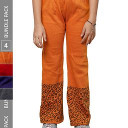 IndiWeaves Girls Pack of 4 Bottom Printed Straight-Fit Acrylic Track Pants-picture-29