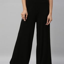 Go Colors Women Wide Leg Knitted Palazzos-image-31