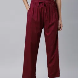 TWIN BIRDS Solid Relaxed Fit Palazzos-image-56