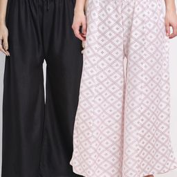 GRACIT Women Pack of 2 Ethnic Motifs Printed Flared Ethnic Palazzos-image-52