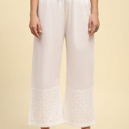 House of Chikankari Floral Embroidered Cotton Ethnic Palazzos-image-16