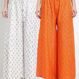 GRACIT Women Pack of 2 Printed Flared Knitted Ethnic Palazzos-image-11