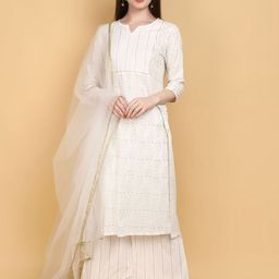 V-Mart Ethnic Motifs Printed Gotta Patti Straight Kurta With Palazzos &  Dupatta-picture-22