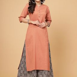 Pistaa Women Rust Regular Kurta with Palazzos-image-63