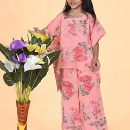 BAESD Girls Floral Printed Regular Georgette Kaftan Kurti With Palazzos-image-43