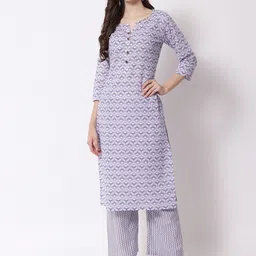 VAANI CREATION Women Grey Ethnic Motifs Printed Pure Cotton Kurta with Palazzos-image-7