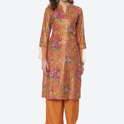 Rangriti Women Mustard Yellow Floral Printed Kurta with Palazzos-picture-57