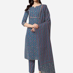 MIRCHI FASHION Women Blue Printed Sequinned Kurti with Palazzos-image-42