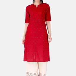 Pistaa Women Maroon Floral Printed Pleated Kurta with Palazzos-image-37