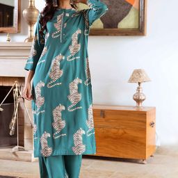 KALINI Women Printed Regular Beads and Stones Kurta with Palazzos-image-30