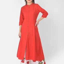 Pistaa Women Red High Slit Kurta with Palazzos-picture-45