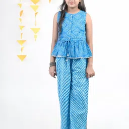 Budding Bees Girls Printed Pure Cotton Top with Palazzos-image-67