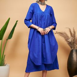 InWeave V-Neck Empire Asymmetric Kurta With Palazzos-picture-30